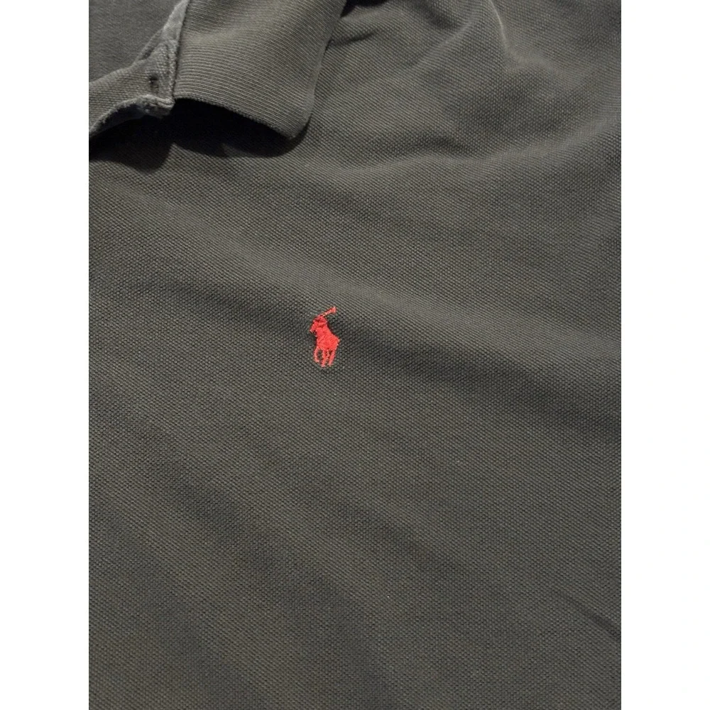 Vintage Polo Ralph Lauren Black Pique Polo Shirt XL Red Pony